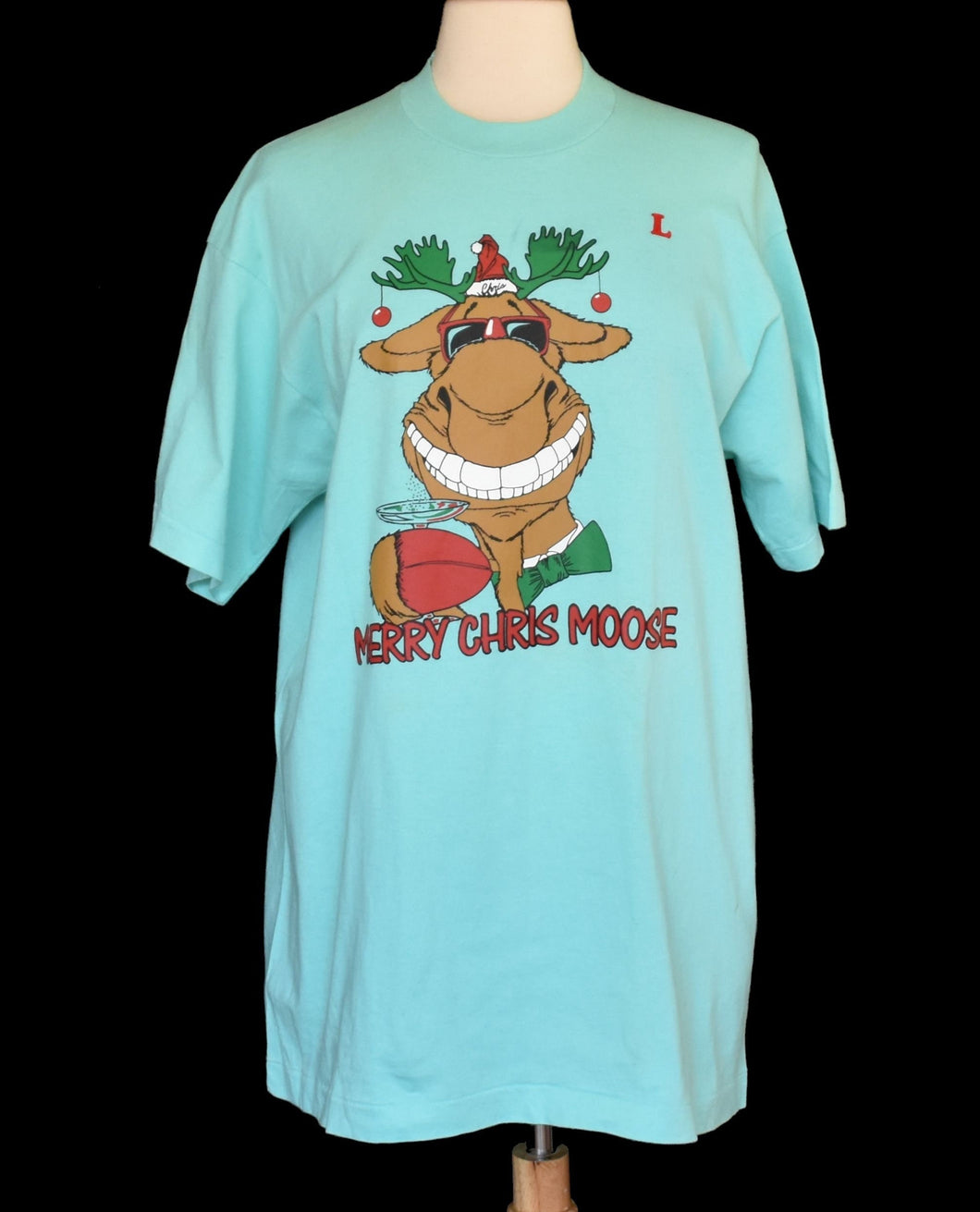 Vintage 90s Christmas Moose Dad Humor T-shirt Size Large to XL