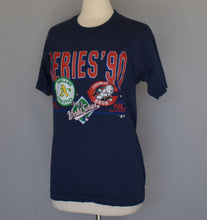Load image into Gallery viewer, Vintage 90s Cincinnati Reds VS Oakland A&#39;s 90&#39; World Series Tee Size Small to Medium