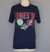 Load image into Gallery viewer, Vintage 90s Cincinnati Reds VS Oakland A&#39;s 90&#39; World Series Tee Size Small to Medium