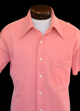 Load image into Gallery viewer, Vintage 70s Semi Sheer Coral Pink Shirt,  Polyester Button Front, Vintage 1970s, Size Medium