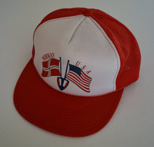 Load image into Gallery viewer, Vintage 90s USA &amp; Norway Flag Foam Front Snap Back Hat