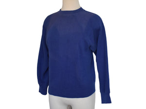 80s Navy Blue Blank Distressed Raglan Sweatshirt Size Small to Medium