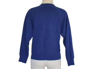80s Navy Blue Blank Distressed Raglan Sweatshirt Size Small to Medium