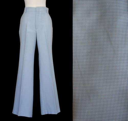 Vintage 70s Hounds Tooth High Waist Polyester Pants Size 34