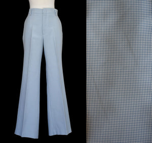 Vintage 70s Hounds Tooth High Waist Polyester Pants Size 34" x 31"