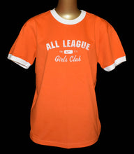 Load image into Gallery viewer, Vintage 90s Women&#39;s Orange Nike All League Girls Club Ringer Tee Size Medium to Large