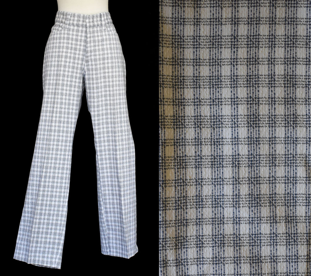 Vintage 70s Plaid Polyester Mod Pants Size 34