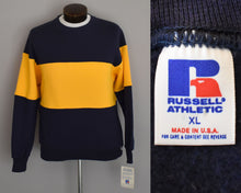 Load image into Gallery viewer, Vintage 90s Color Block Striped Russell Athletic Sweatshirt Size Large to XL