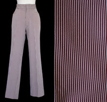 Load image into Gallery viewer, Vintage 70s Striped Mod High Waist Double Knit Polyester Pants Size 33&quot; x 31&quot;